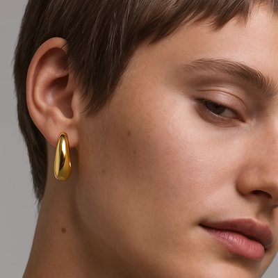 Yellow Gold Oval Earrings