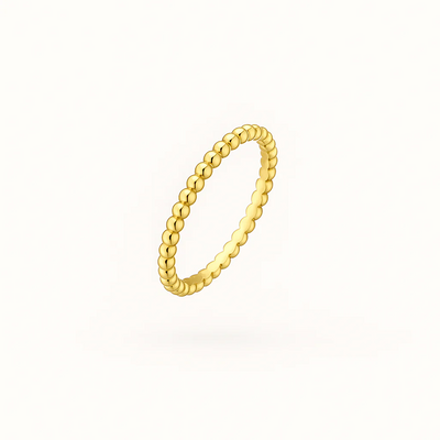 Yellow Gold Beaded Motif Ring