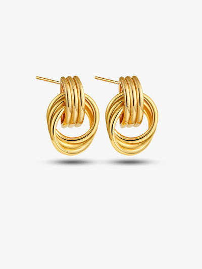Layered Knot Circle Earrings