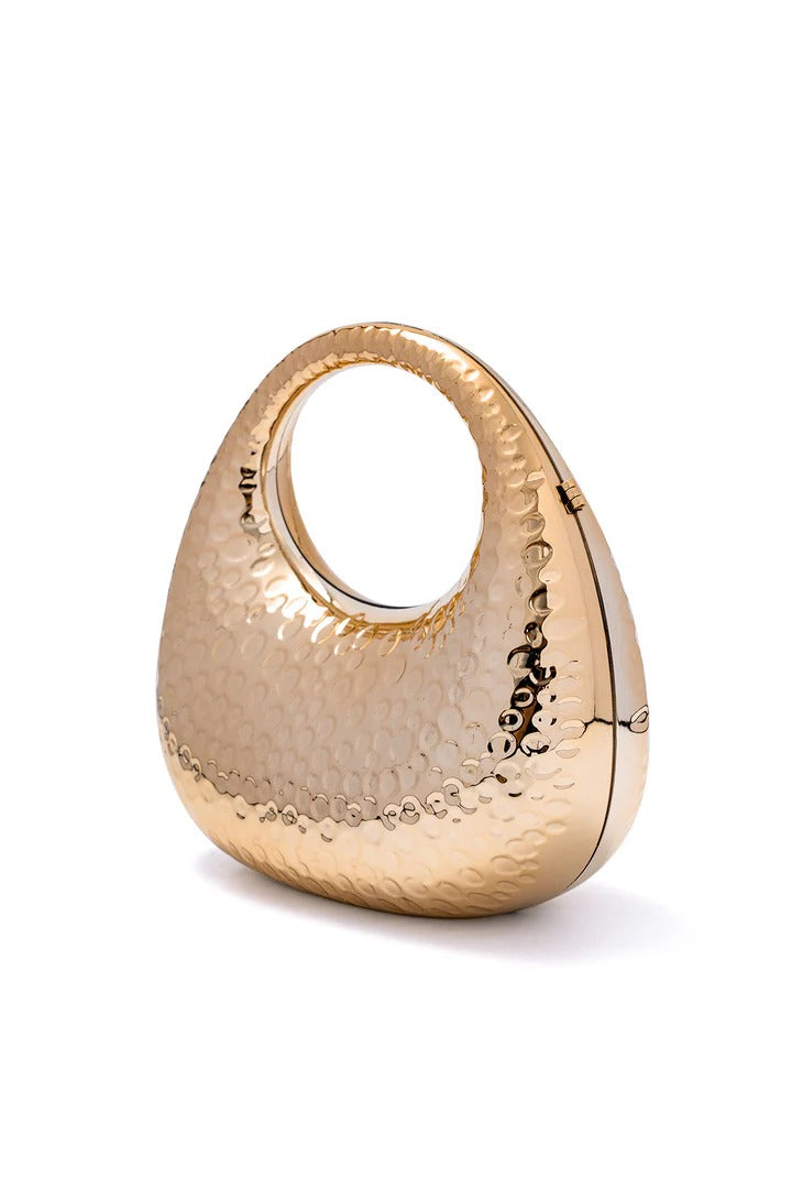 Hammered Metal Ring Clutch Bag