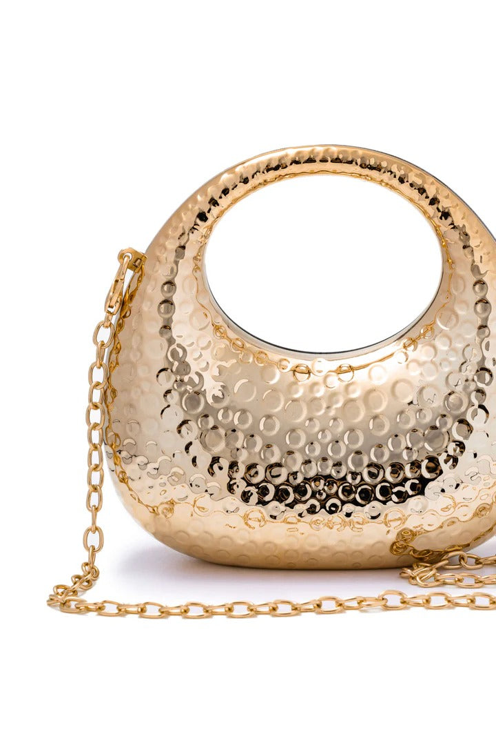 Hammered Metal Ring Clutch Bag