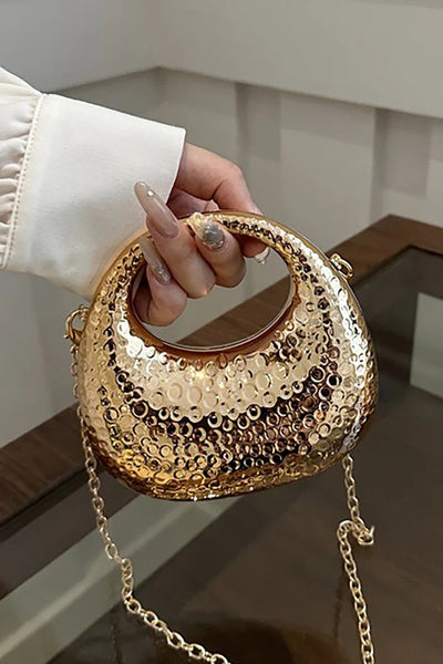 Hammered Metal Ring Clutch Bag