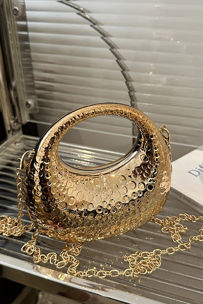 Hammered Metal Ring Clutch Bag