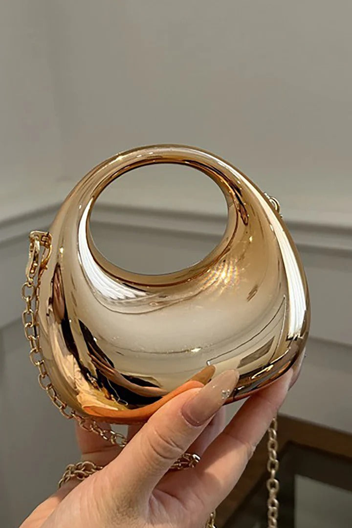Hammered Metal Ring Clutch Bag