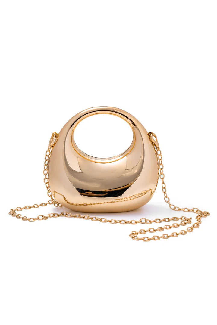 Hammered Metal Ring Clutch Bag