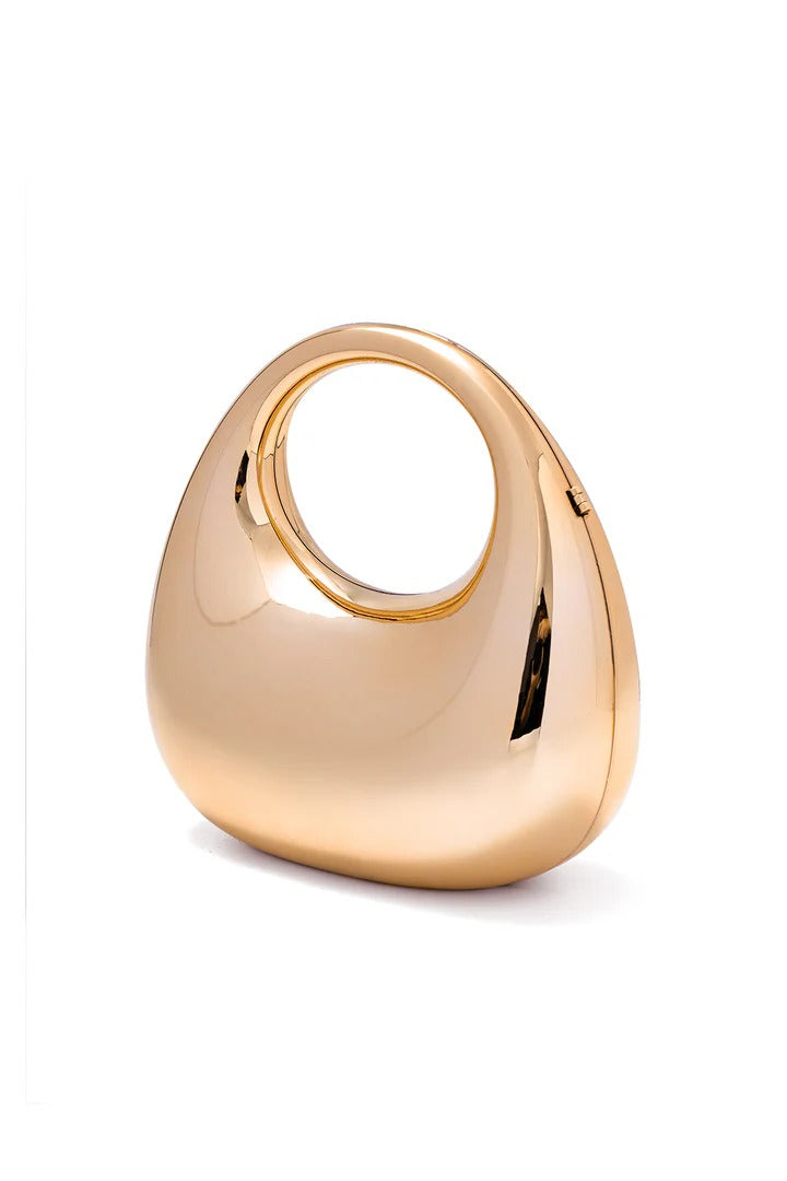 Hammered Metal Ring Clutch Bag