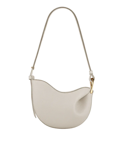 Curved Grain Shoulder Bag with Gold-Tone Accent